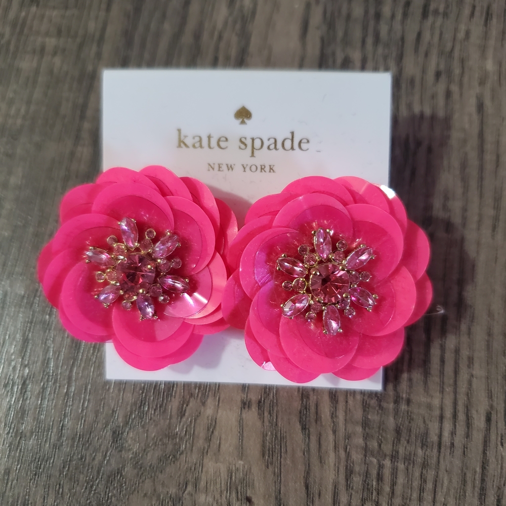 Like NEW- Kate Spade Pink Flower Earrings for Kids